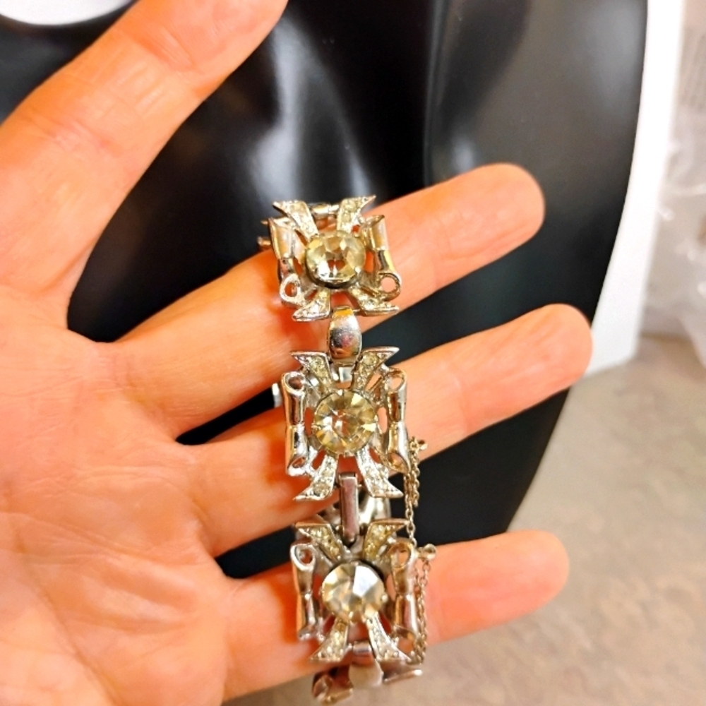 Diamanté & Sterling 1940s‎ Bracelet by Coro